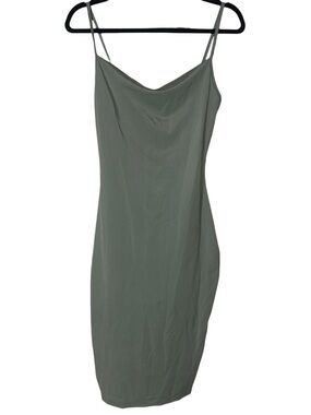 Sage Slip Dress with Cowl Neck
